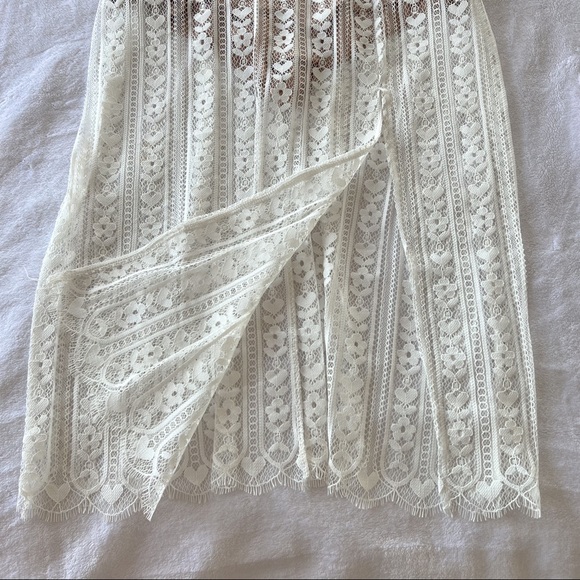 For Love and Lemons Dakota Lace Midi Dress in White - Picture 9 of 13